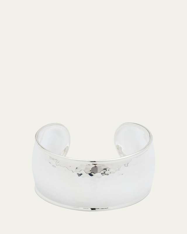 Statement Hammered Cuff Bracelet in Sterling Silver